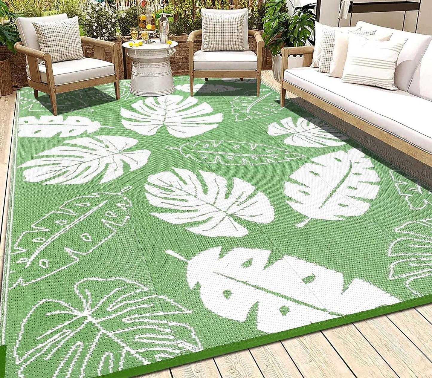 Outdoor Rug  for Patios Waterproof Clearance Reversible Patio Mat Plastic Straw Rug RV Camping Mat Outside Area Rug Carpet for Camping RV,Porch,Deck,Balcony,Camper,Backyard