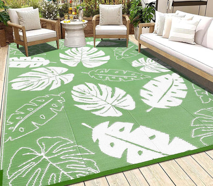 Outdoor Rug  for Patios Waterproof Clearance Reversible Patio Mat Plastic Straw Rug RV Camping Mat Outside Area Rug Carpet for Camping RV,Porch,Deck,Balcony,Camper,Backyard