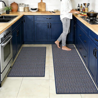 Kitchen Rugs and Mats Set of 2 Non Skid Washable Absorbent Laundry Floor Mat