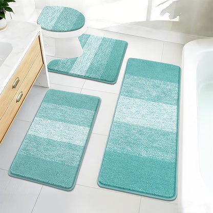 Bath Rug Sets 4 Piece, Soft Absorbent Microfiber Bathroom Rugs with Contour Rug and Lid Cover