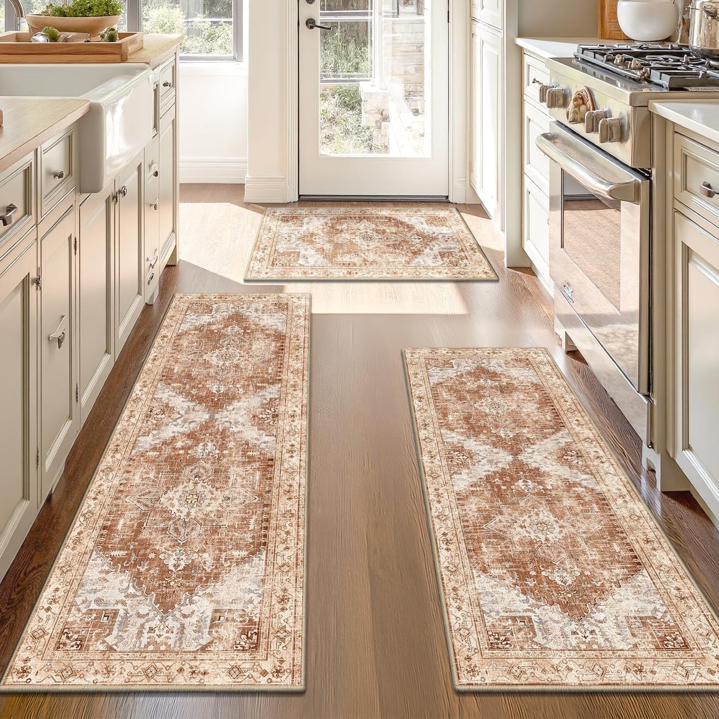 HEBE 3 Piece Non Slip Kitchen Rugs Set