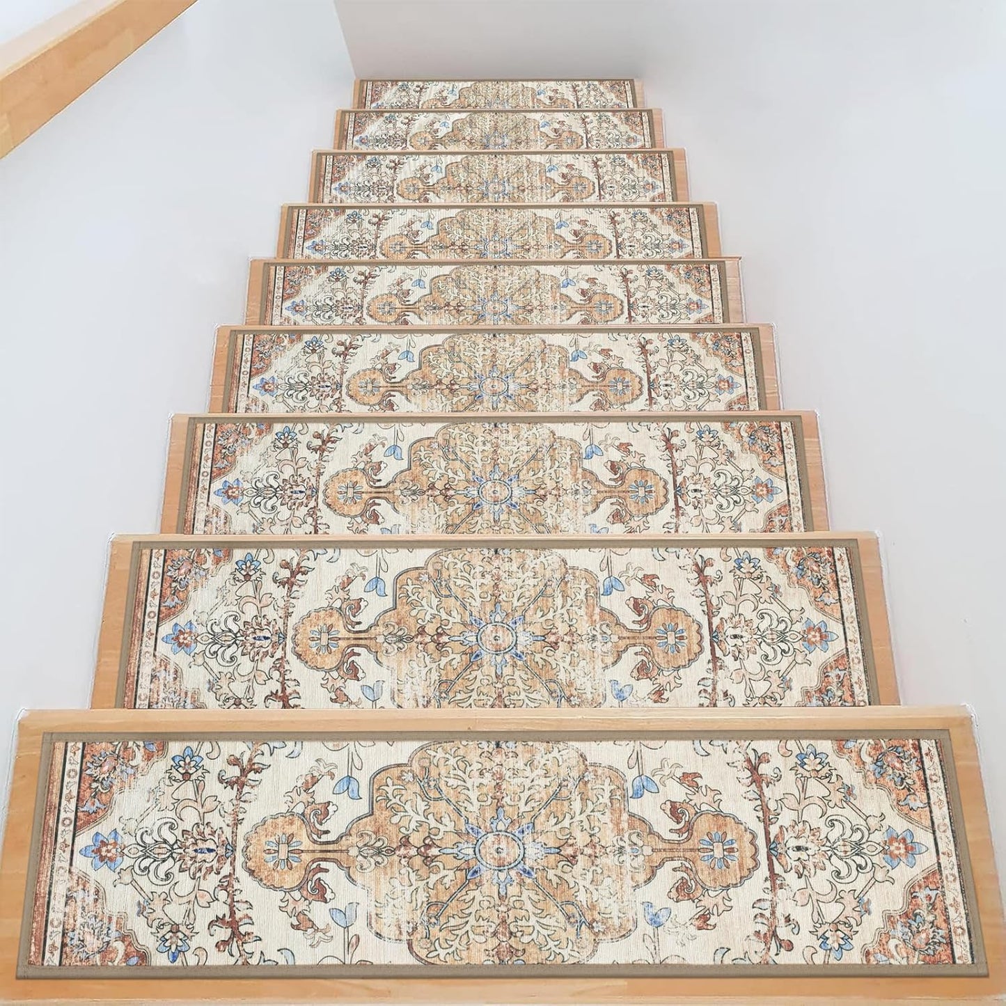 Carpet Stair Treads for Wooden Steps Indoor 8" X 30" Peel and Stick Stair Treads Non Slip Staircase Step Treads Reusable Stair Runner Rugs for Dogs, Kids and Elders