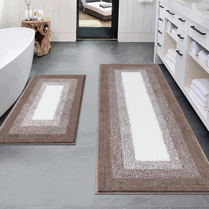 HEBE Bathroom Rug Set 2 Piece, Non-Slip Plush Shaggy Bath Mat, Soft Shaggy Absorbent Microfiber Bath Rugs Machine Washable Bath Mat with U-Shaped Toilet Mat for Bathroom