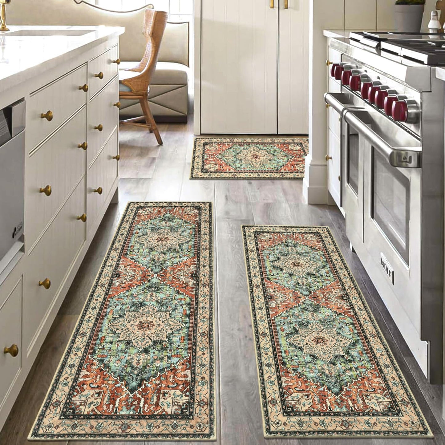 HEBE 3 Piece Non Slip Kitchen Rugs Set