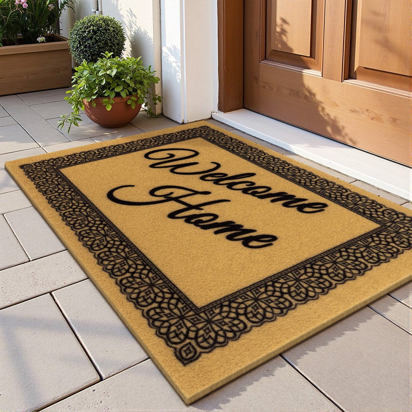 Synthetic Coco Coir Welcome Mat with Heavy Duty Backing, Anti-Slip Coconut Door Mat Outside Entrance, Welcome Doormat for Front Door, Porch, Entry, Patio, Garden, Garage, Mudroom