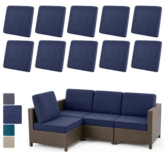 HEBE Stretch Patio Cushion Covers Set 10pcs,Waterproof Outdoor Couch Covers Replacement