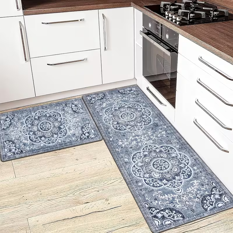 Boho Kitchen Rugs Sets 2/3 Piece with Runner Non Slip Kitchen Mats for Floor Washable Bohemian Runner Rug Set of
