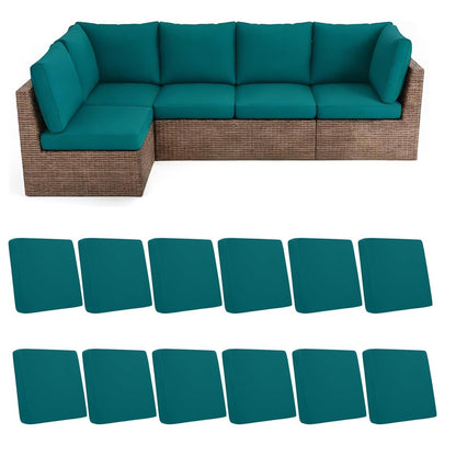 HEBE Stretch Patio Cushion Covers Set 12pcs,Waterproof Outdoor Couch Covers Replacement