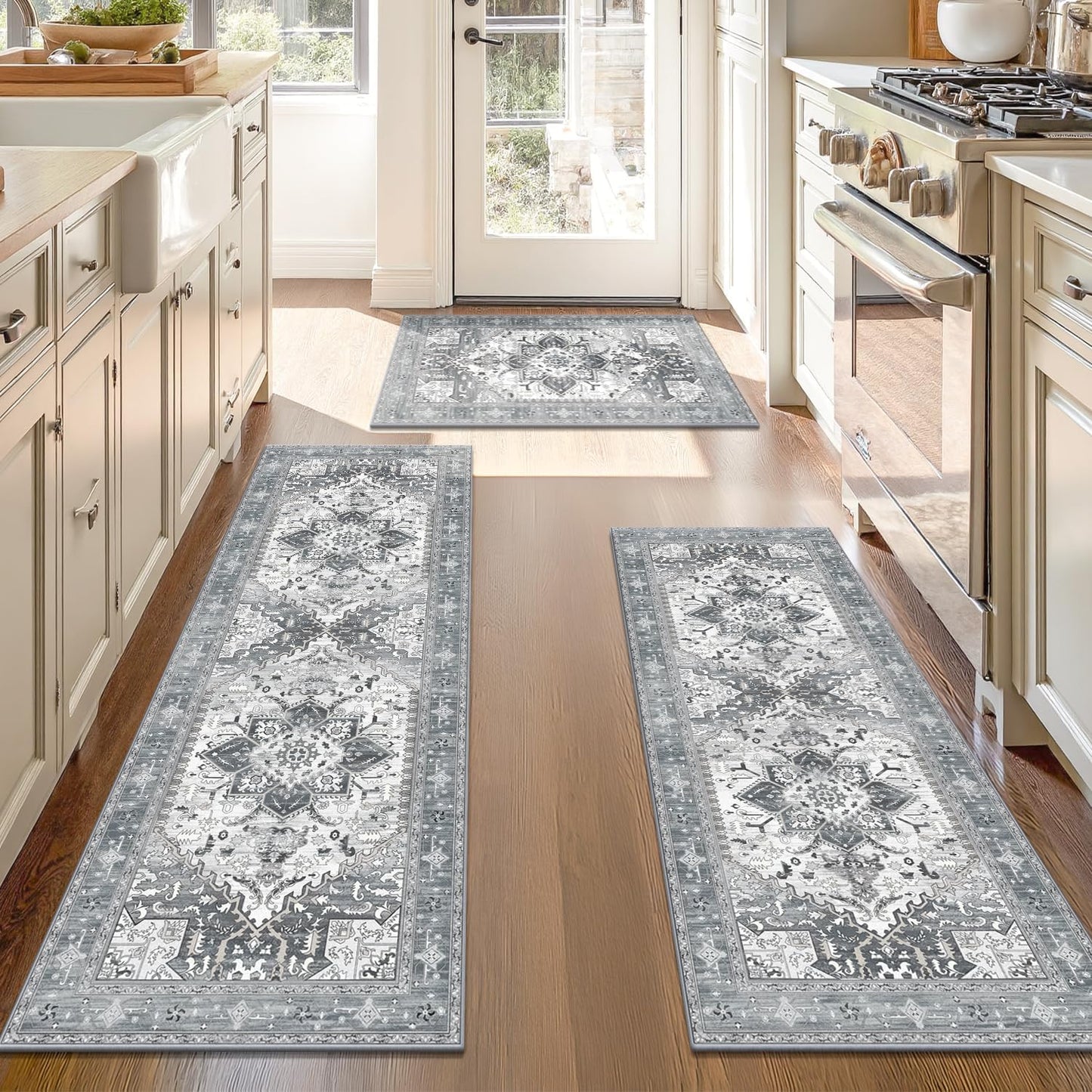 HEBE 3 Piece Non Slip Kitchen Rugs Set