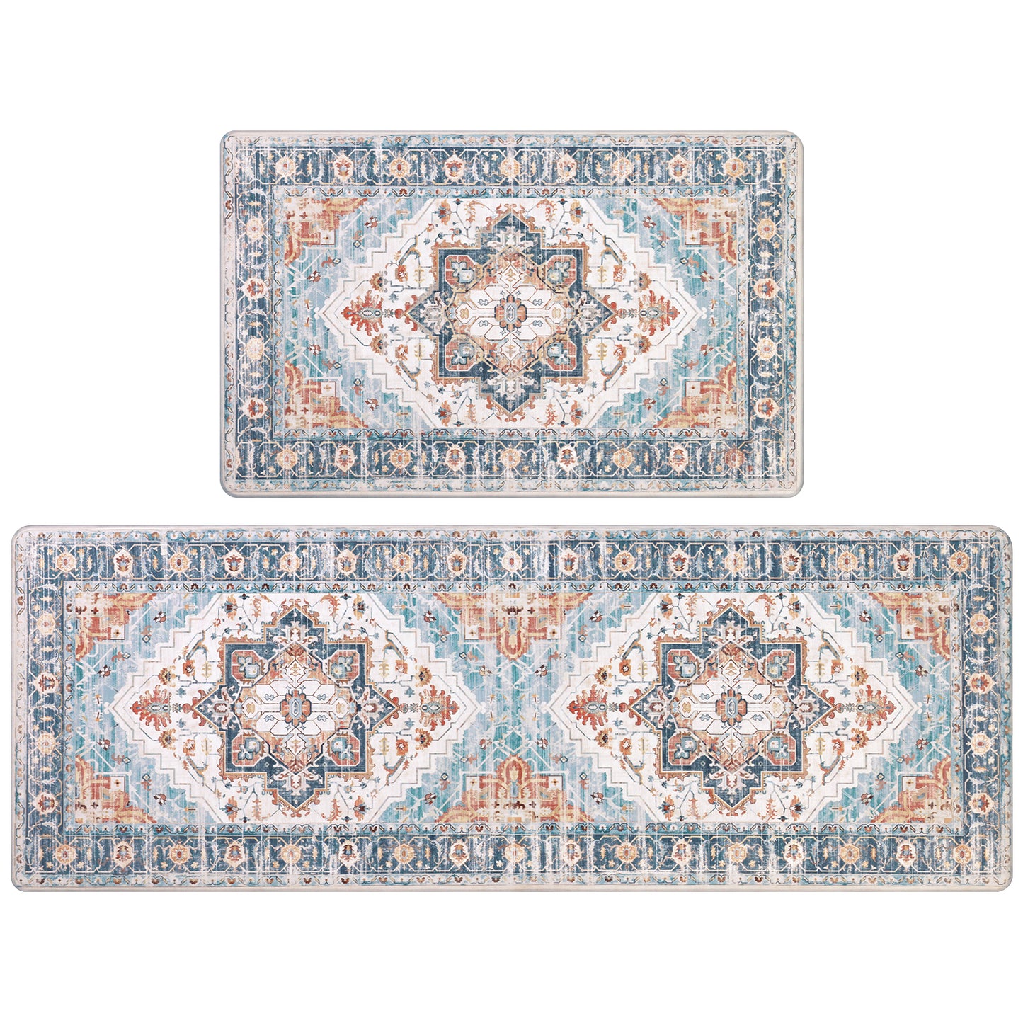 HEBE Anti Fatigue Kitchen Mat Set of 2 Cushioned Kitchen Floor Mats Waterproof Kitchen Rugs Non Slip Kitchen Runner Rug Comfort Soft Standing Mat Carpets