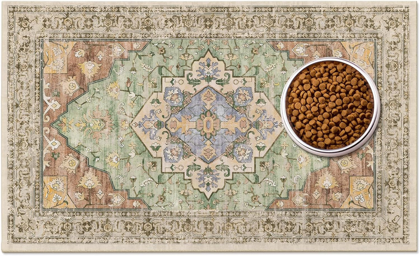 Washable Pet Bowl Mats Boho Non-Slip Feeding Mat