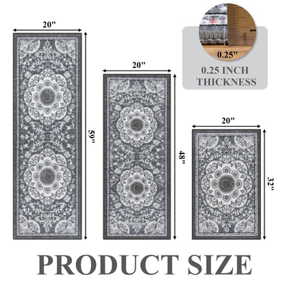 Boho Kitchen Rugs Sets 2/3 Piece with Runner Non Slip Kitchen Mats for Floor Washable Bohemian Runner Rug Set of
