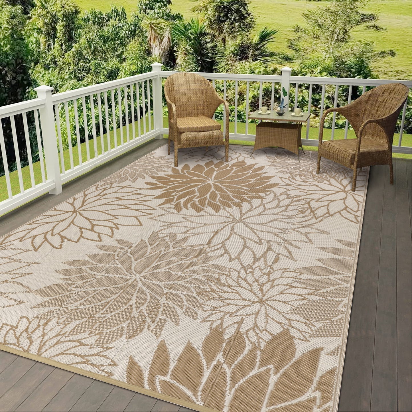 HEBE Outdoor Rugs for Patios Clearance Waterproof Patio Mat Plastic Straw Rug Reversible RV Camping Tent Rug Outside Area Rug for RV, Patios,Deck, Beach,Balcony, Camping