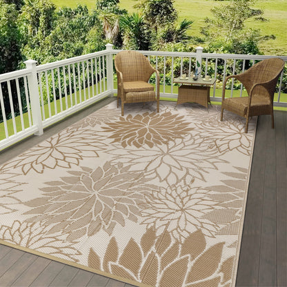 HEBE Waterproof Reversible Outdoor Rug for RV Camping Patio Deck Beach Balcony