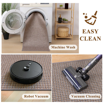 3 Piece Kitchen Rug Set Non-Slip Washable Weave Accent Floor Mats