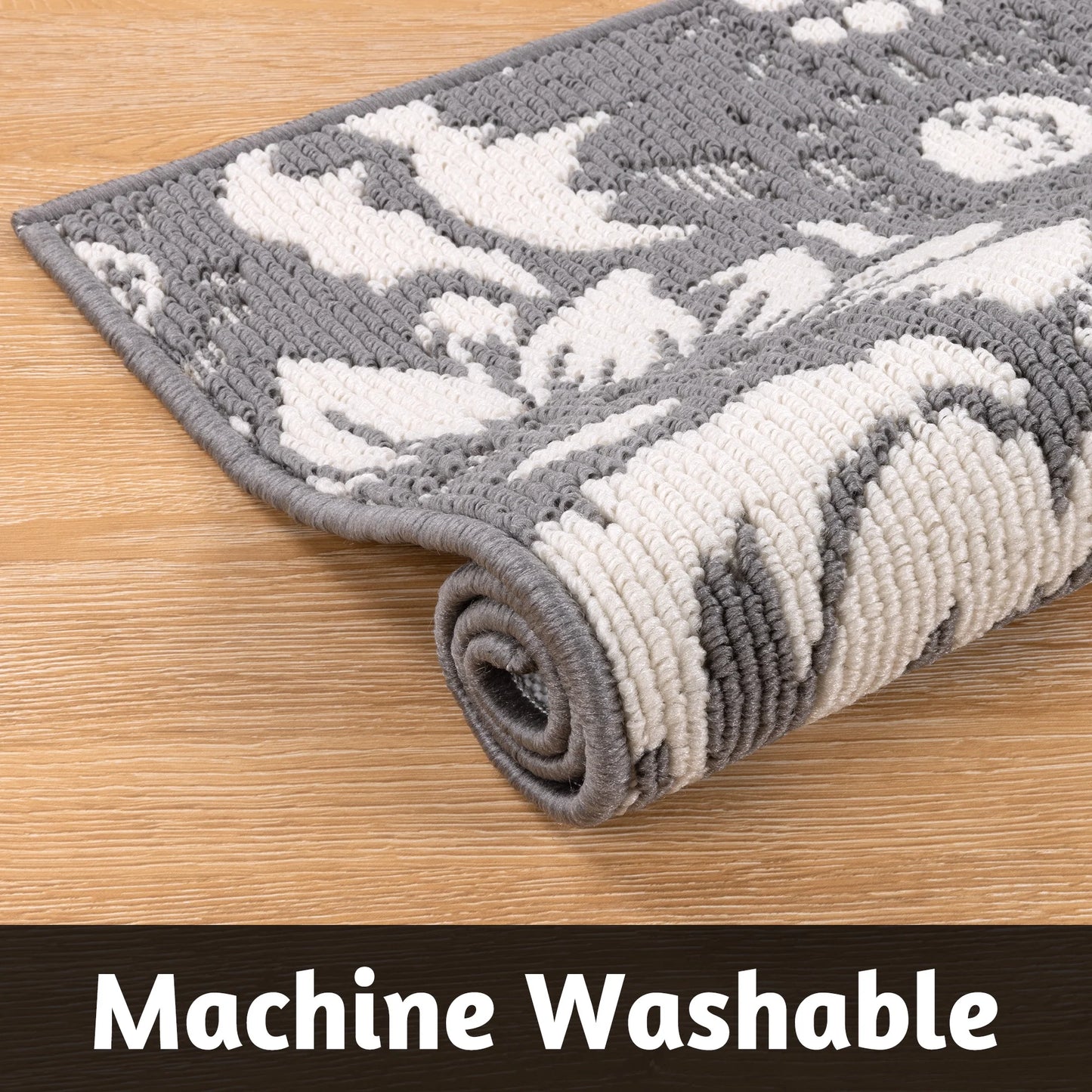 HEBE Kitchen Rug Set 3 Piece, Non Slip Machine Washable Mats for Home Floor and Living Room