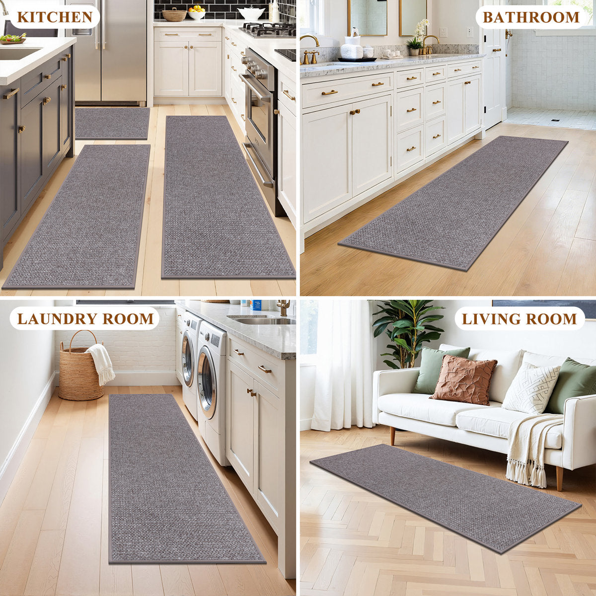 3 Piece Kitchen Rug Set Non-Slip Washable Weave Accent Floor Mats