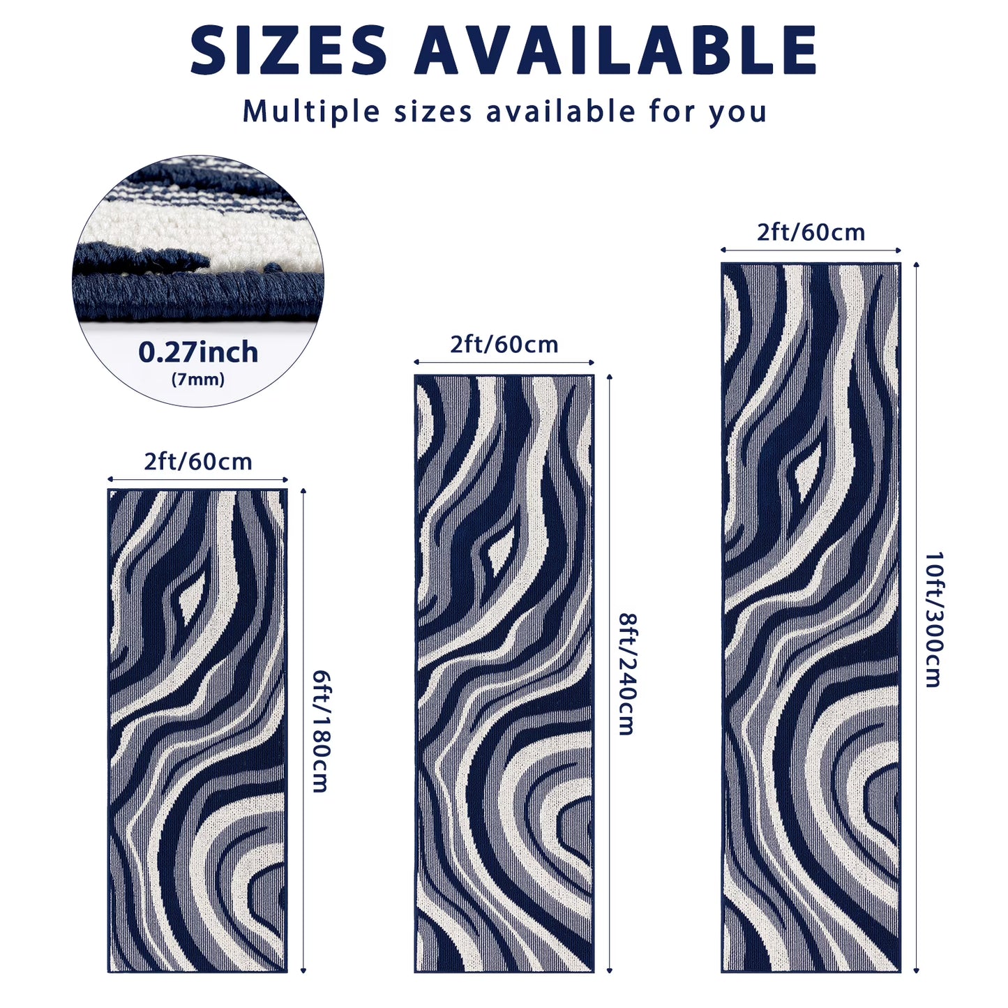 HEBE Runner Rugs for Hallway, 2'x6' Abstract Rug Carpet, Washable Non Slip Floor Mat for Kitchen Laundry Room Entryway