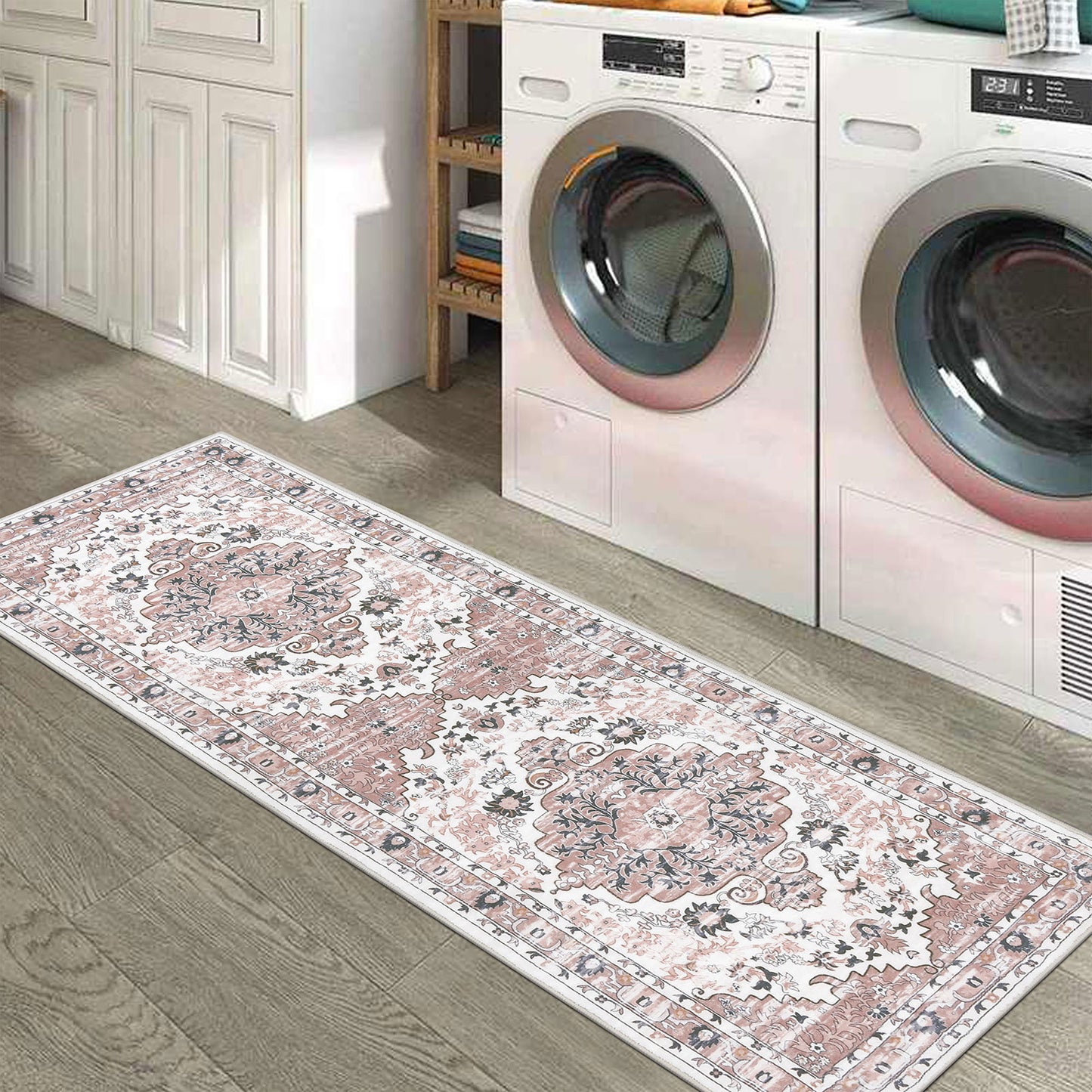 HEBE Boho Runner Rug Non Slip Washable Runner Rug for Hallway Fluffy Kitchen Rugs Laundry Room Rug Floor Carpet Runners for Hallway, Bedroom, Entryway