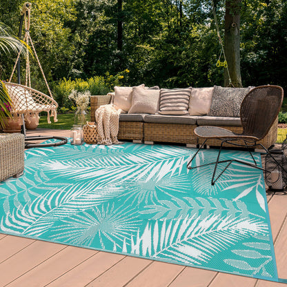 Outdoor Rug for Patio Reversible Plastic Straw Patio Camping Rug