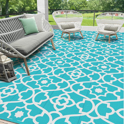 HEBE Outdoor Rug Waterproof Plastic Straw Rug Camping Rug, Reversible Outdoor Patio Rugs RV Mat Clearance, Indoor Outside Floor Carpet for Porch,Deck,Camper,Balcony,Backyard