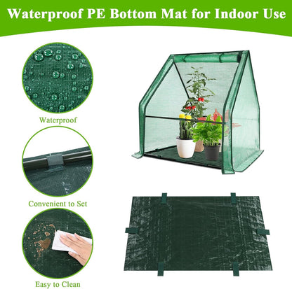 Portable Mini Greenhouse Small Green House with Waterproof Pad  Plant Cover Tent for Garden Small Plants Indoor Outdoor, Green PE