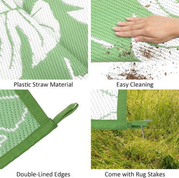 Outdoor Rug  for Patios Waterproof Clearance Reversible Patio Mat Plastic Straw Rug RV Camping Mat Outside Area Rug Carpet for Camping RV,Porch,Deck,Balcony,Camper,Backyard
