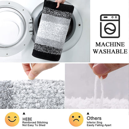 HEBE Bathroom Rug Set 2 Piece, Non-Slip Plush Shaggy Bath Mat, Soft Shaggy Absorbent Microfiber Bath Rugs Machine Washable Bath Mat with U-Shaped Toilet Mat for Bathroom