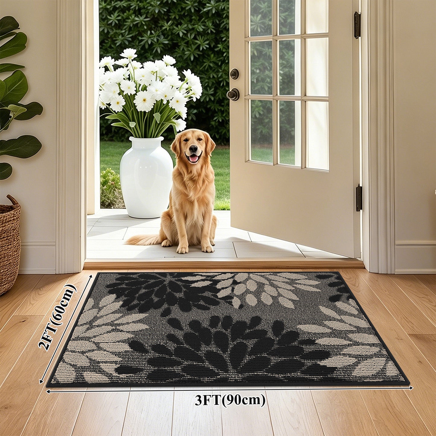 HEBE Indoor Door Mat, Non Slip Washable Mats for Front Door Entrance, Low Profile Dirt Trapper Doormat Entry Carpet for Entryway, Kitchen, Bathroom