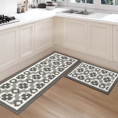 HEBE High-low Pile Non-slip Kitchen Mat Runner Rug (Set of 2--20"x32"+20"x60")