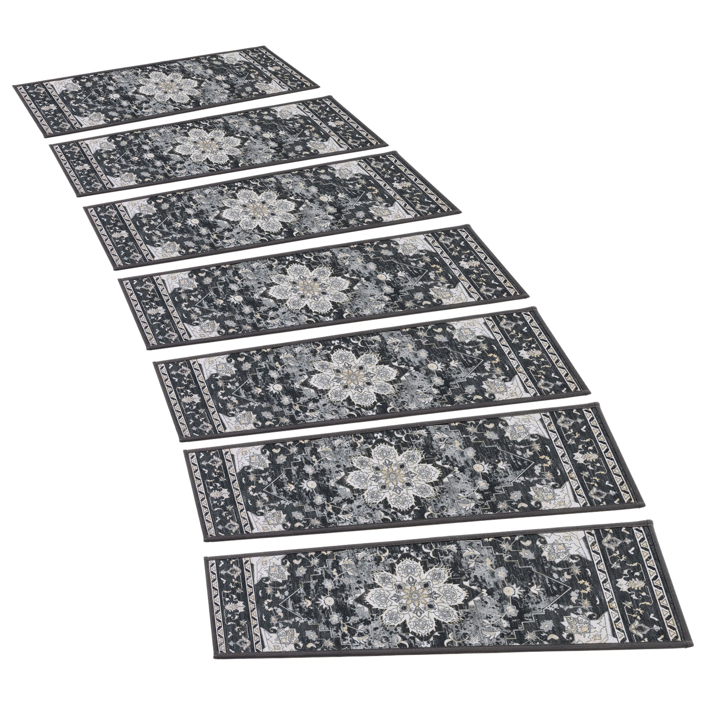 HEBE Carpet Stair Treads for Wooden Steps Indoor 15 Pack 8" X 30" Non Slip Self Adhesive Stairway Carpet Reusable Staircase Step Treads Edging Stair Rugs Runner for Kids and Pets