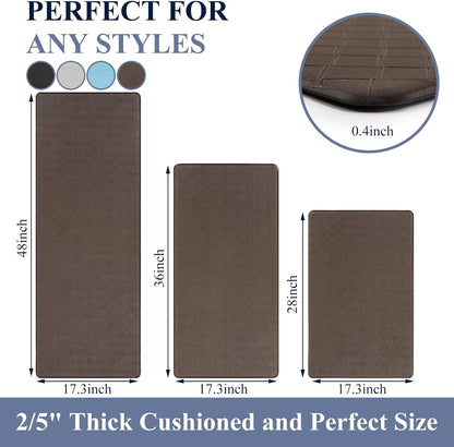 Anti Fatigue 3 Piece Waterproof Kitchen Mats - Non Slip Comfort Standing Mat Runner for Home Office, Sink, Laundry