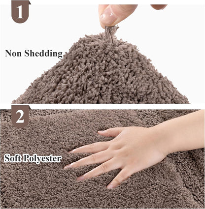 Bathroom Rugs Sets 2 Pieces Absorbent Non Slip Washable Shaggy Bath Mats Solid