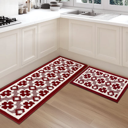 HEBE High-low Pile Non-slip Kitchen Mat Runner Rug (Set of 2--20"x32"+20"x60")