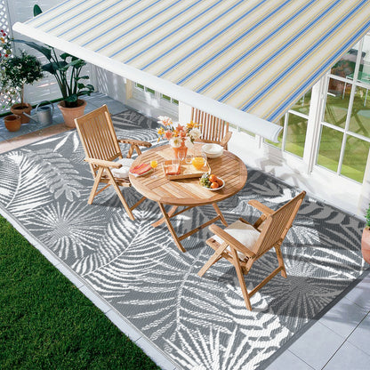 Outdoor Rug for Patio Reversible Plastic Straw Patio Camping Rug