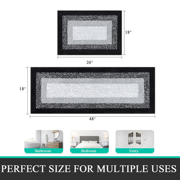 HEBE Bathroom Rug Set 2 Piece, Non-Slip Plush Shaggy Bath Mat, Soft Shaggy Absorbent Microfiber Bath Rugs Machine Washable Bath Mat with U-Shaped Toilet Mat for Bathroom
