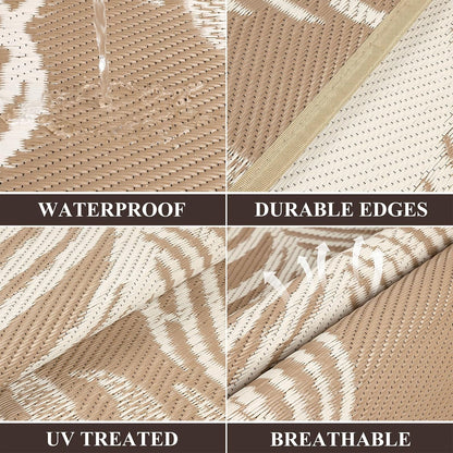Waterproof Outdoor Rug  Reversible Plastic Straw Patio Camping Rug, Indoor Outdoor RV Mat Carpet for Deck, Camper, Porch, Balcony, Backyard, Picnic