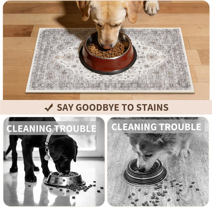 Washable Pet Bowl Mats Boho Non-Slip Feeding Mat