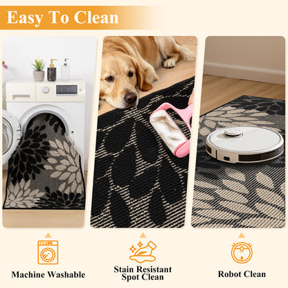 HEBE Indoor Door Mat, Non Slip Washable Mats for Front Door Entrance, Low Profile Dirt Trapper Doormat Entry Carpet for Entryway, Kitchen, Bathroom