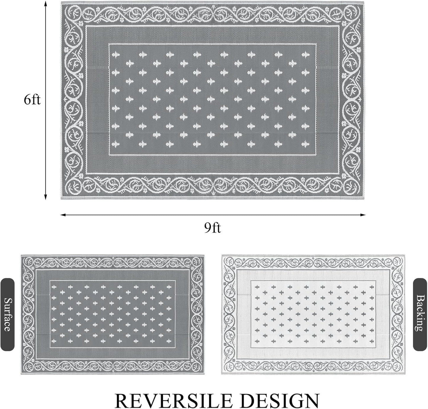 Waterproof Outdoor Rug, Reversible Outdoor Plastic Straw Rug, Large Outdoor Patio Rug, RV Mat Outside, Indoor Outdoor Rugs for Patio, RV, Balcony, Deck, Picnic, Backyard, Porch
