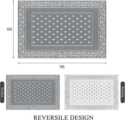 Waterproof Outdoor Rug, Reversible Outdoor Plastic Straw Rug, Large Outdoor Patio Rug, RV Mat Outside, Indoor Outdoor Rugs for Patio, RV, Balcony, Deck, Picnic, Backyard, Porch