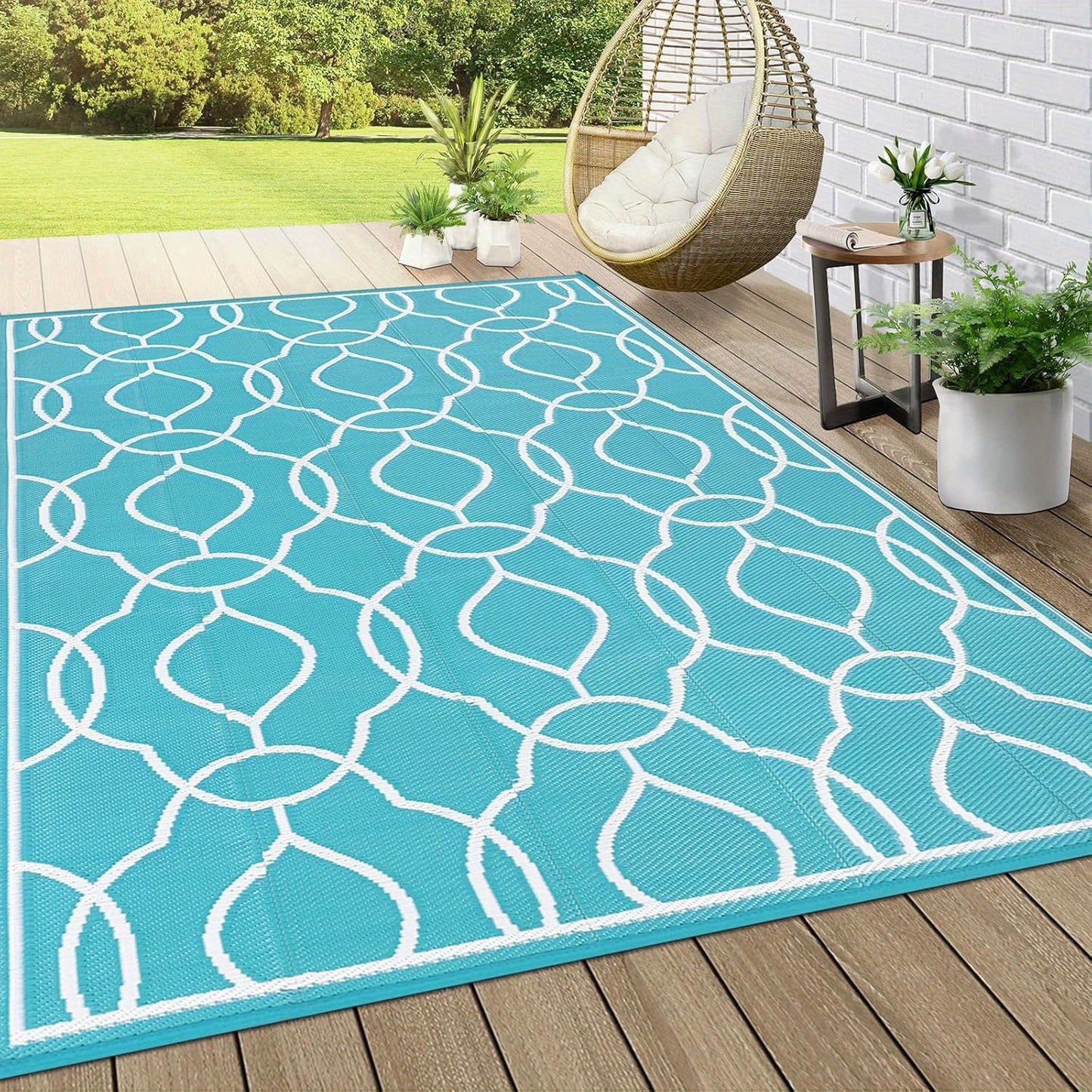 Outdoor Rug Waterproof, Reversible Plastic Straw Rug RV Camping Rug, Indoor Outdoor Patio Mat, Outside Carpet For Porch,Deck,Camper,Balcony,Backyard,Picnic