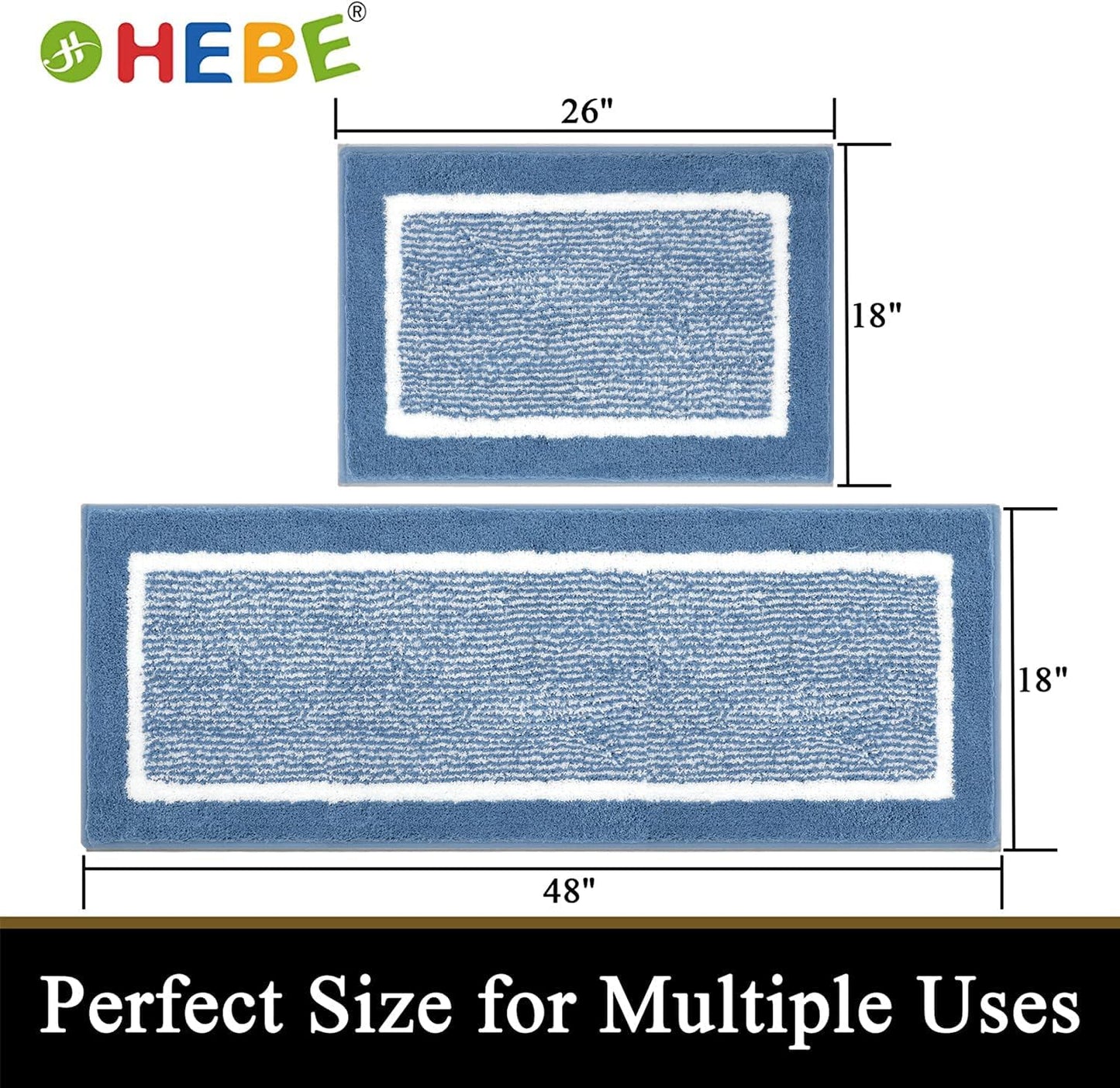 2 Piece Bath Rugs Bath Mat Set Shaggy Bathroom Mat Rug Set Non Slip Absorbent Bath Mat for Bathroom Extra Soft Machine Washable Bathroom Floor Mats