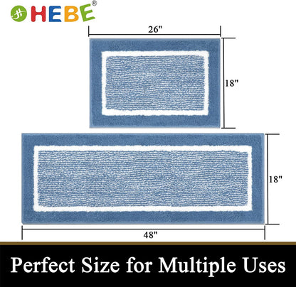 2 Piece Bath Rugs Bath Mat Set Shaggy Bathroom Mat Rug Set Non Slip Absorbent Bath Mat for Bathroom Extra Soft Machine Washable Bathroom Floor Mats