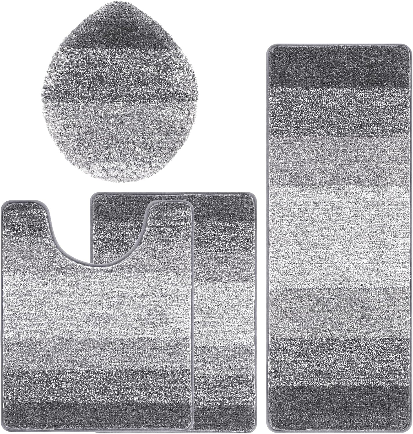 Bath Rug Sets 4 Piece, Soft Absorbent Microfiber Bathroom Rugs with Contour Rug and Lid Cover