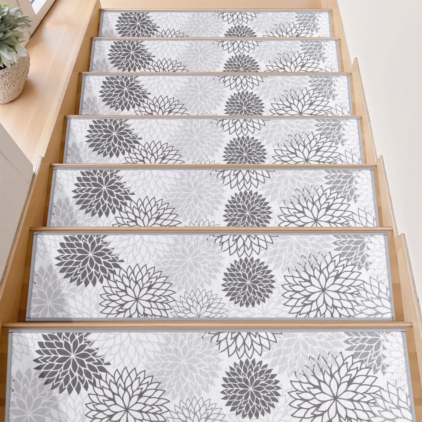 HEBE Stair Treads for Wooden Steps Indoor, 15 Pack 8" X 30" Stair Treads Non Slip with Reusable Adhesive Backing, Non-Skid Carpet Stair Runners for Kids Elders and Pets