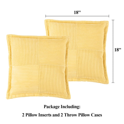 HEBE Corduroy Throw Pillows, 18"x18" Decorative Pillow Cushion with Pillow Insert