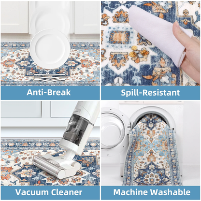 HEBE 3pcs Kitchen Rugs Set,Washable Boho Farmhouse Kitchen Mats