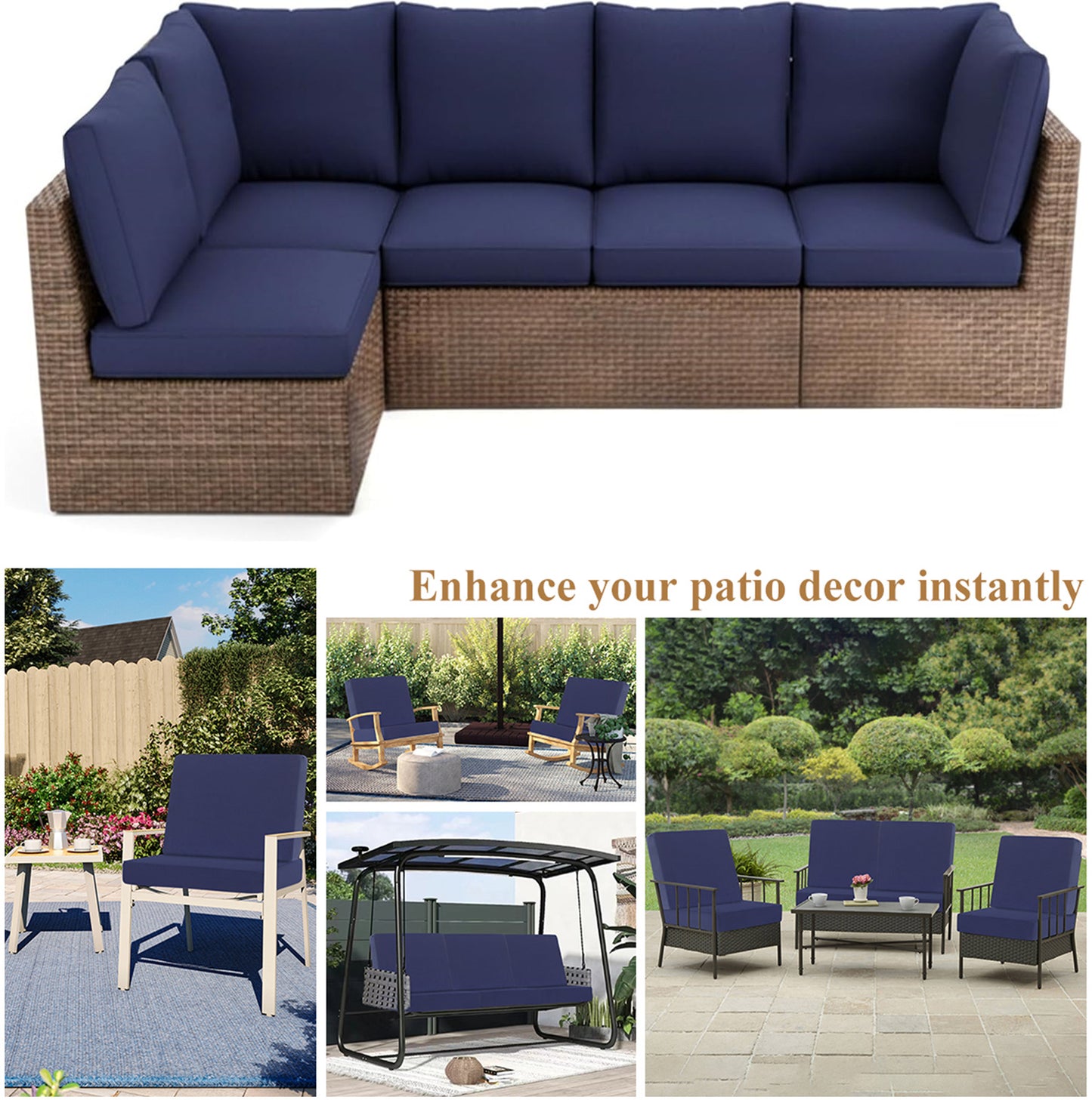 HEBE Stretch Patio Cushion Covers Set 12pcs,Waterproof Outdoor Couch Covers Replacement