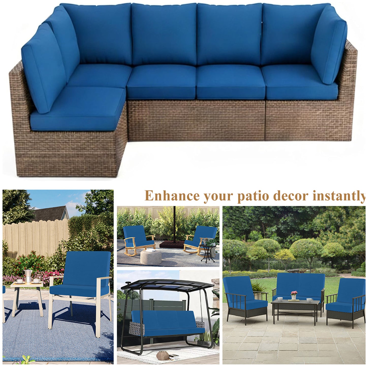 HEBE Stretch Patio Cushion Covers Set 12pcs,Waterproof Outdoor Couch Covers Replacement